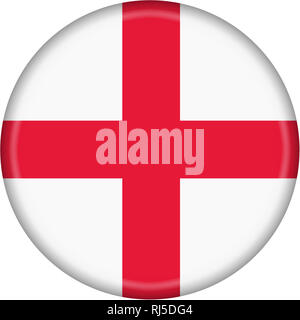 Le drapeau de l'Angleterre avec bouton isolé sur un fond blanc avec clipping path Banque D'Images