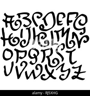 De simples lettres de l'alphabet. Grunge Handdrawn font d'encre. Vector illustration. Illustration de Vecteur