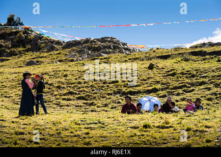 Tibet, Kora um das Kloster, Ganden Gläubige Banque D'Images