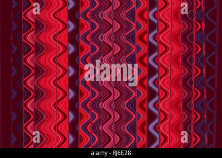 Les lignes verticales de couleur rouge avec motif vagues différentes, abstract background Banque D'Images