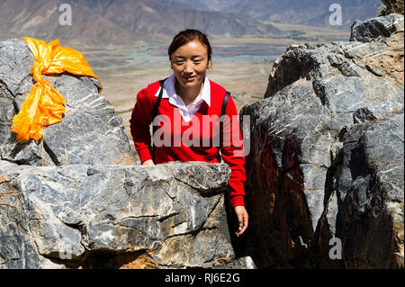 Tibet, Kora um das Kloster, Ganden Gläubige Banque D'Images