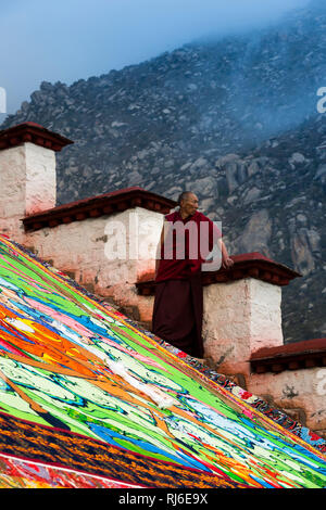 Tibet, Malerei am Kloster Monastère Drepung Banque D'Images