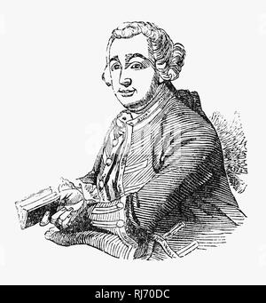 David Garrick (1717-1779) est un acteur, dramaturge, directeur de théâtre et producteur qui a influencé presque tous les aspects de la pratique théâtrale à travers le 18e siècle, et fut un élève et ami de Samuel Johnson. Il est apparu dans un certain nombre de théâtre amateur, et avec son apparence dans le rôle-titre de la pièce de Shakespeare Richard III, le public et les gestionnaires ont commencé à prendre des avis. À partir de sa première performance, Garrick quitta le style ampoulé qui avait été populaire, choisissant plutôt une plus détendue, style naturaliste. Banque D'Images