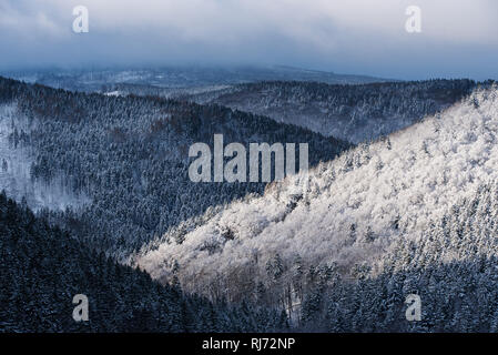 Blick über den Harz im Winter, Ilsenburg, Deutschland Banque D'Images