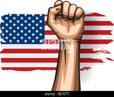 Drapeau USA à main et sur fond blanc. Vector illustration Illustration de Vecteur