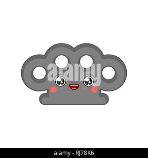 Kawaii brass knuckles. Cute cartoon-fusée fusée. duster Funny Sweet vector illustration Illustration de Vecteur