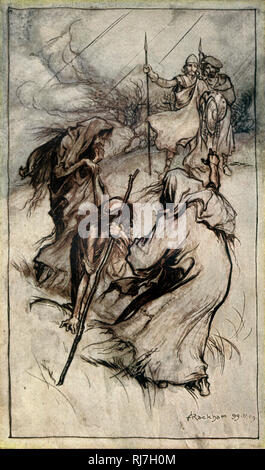 « Tous les ongles ! Roi qui sera ci-après!' Par Arthur Rackham (1867-1939). Macbeth (la tragédie de Macbeth) est une tragédie de William Shakespeare; on pense qu'elle a été exécutée pour la première fois en 1606. Banque D'Images