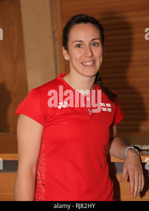 Milton Keynes, Royaume-Uni. Feb, 2019 5. Les joueurs de l'équipe de badminton de l'Angleterre à une journée des médias avant le prochain tournoi de badminton Yonex All England en mars 2019. Photo Chloe Birch. L'événement aura lieu à Birmingham Credit : Ged Noonan/ Alamy Live News Banque D'Images