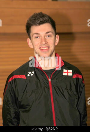 Milton Keynes, Royaume-Uni. Feb, 2019 5. Les joueurs de l'équipe de badminton de l'Angleterre à une journée des médias avant le prochain tournoi de badminton Yonex All England en mars 2019. Photo Tom Wolfenden. L'événement aura lieu à Birmingham Credit : Ged Noonan/ Alamy Live News Banque D'Images