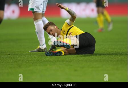 Dortmund, Allemagne. 05 Feb, 2019. firo : Football, Saison 2018/2019 DFB-Pokal, tasse, BVB Borussia Dortmund - Werder Brême battles marco reus sur le terrain déçu | Conditions de crédit dans le monde entier : dpa/Alamy Live News Banque D'Images