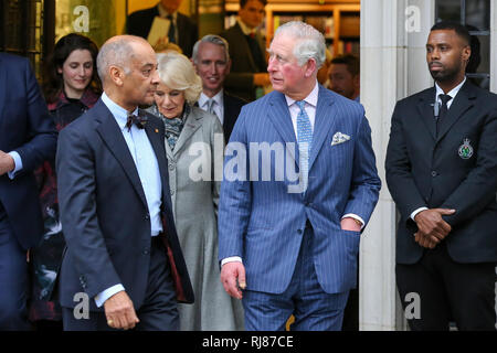 Londres, Royaume-Uni. Feb, 2019 5. Le Prince Charles, prince de Galles et de Camilla, Duchesse de Cornouailles sont considérées au départ de la Cour Suprême du Royaume-Uni (la plus haute cour du Royaume-uni ) pour commémorer son 10e anniversaire. Credit : Dinendra Haria SOPA/Images/ZUMA/Alamy Fil Live News Banque D'Images