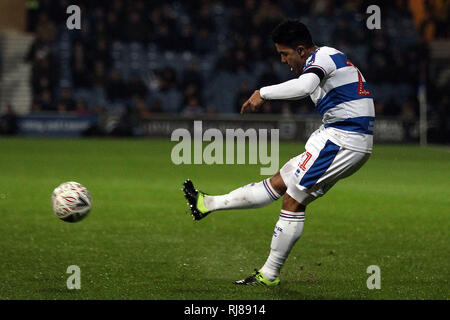 Londres, Royaume-Uni. 05 févr., 2019. Massimo Luongo de Queens Park Rangers en action. L'unis en FA Cup, 4ème tour match replay, Queens Park Rangers v Portsmouth à Loftus Road stadium à Londres le mardi 5 février 2019. Cette image ne peut être utilisé qu'à des fins rédactionnelles. Usage éditorial uniquement, licence requise pour un usage commercial. Aucune utilisation de pari, de jeux ou d'un seul club/ligue/dvd publications. pic par Steffan Bowen/Andrew Orchard la photographie de sport/Alamy live news Crédit : Andrew Orchard la photographie de sport/Alamy Live News Banque D'Images