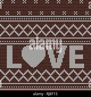 Tricoté rouge. Amour. Fond de motif sans couture. Illustration vectorielle de chandail. Tricot de Noël. Illustration de Vecteur