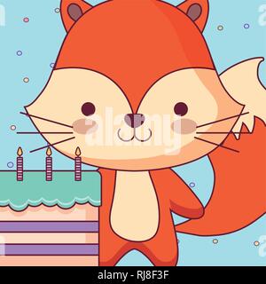 Et mignon petit renard avec gâteau sucré vector illustration design Illustration de Vecteur