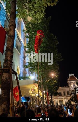 Ho Chi Minh Ville, Vietnam - 4 février, 2019 : fleur Nguyen Hue street pendant le Nouvel An lunaire au centre-ville de Ho Chi Minh Ville Banque D'Images