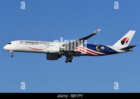 AIRBUS A350-900 9M-MAG DE MALAYSIA AIRLINES. Banque D'Images