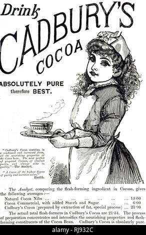 Dans une publicité pour Cadbury's chocolat chaud. En date du 19e siècle Banque D'Images