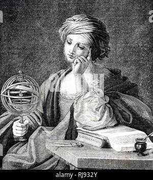 Une photo de l'astronomie montré allégorique tenant une sphère armillaire. En date du 19e siècle Banque D'Images