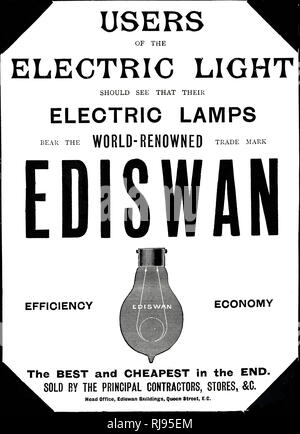 Une publicité pour Ediswan les ampoules à incandescence. En date du 19e siècle Banque D'Images
