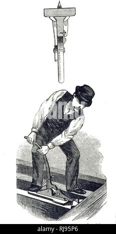 19e siècle, menuisier à l'aide d'un crampon, pour s'adapter à plancher. Londres, illustration, 1887 Banque D'Images