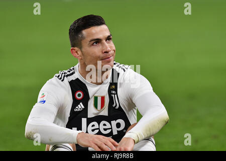 Cristiano Ronaldo de la Juventus réagit au cours de la Serie A 2018/2019 match de football entre la Juventus et l'AS Rome au Stade Allianz, Roma, 22 Décembre 2 Banque D'Images