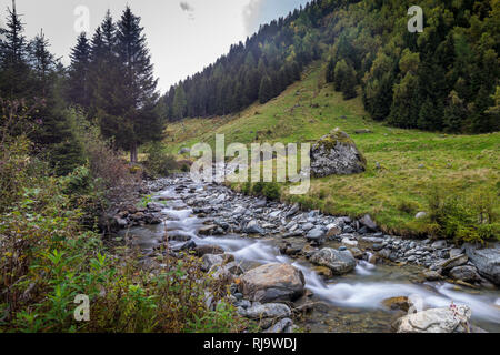 Österreich, Tirol, Stubaier Alpen, Neustift, Bach im Oberbergtal Stubai dans Banque D'Images