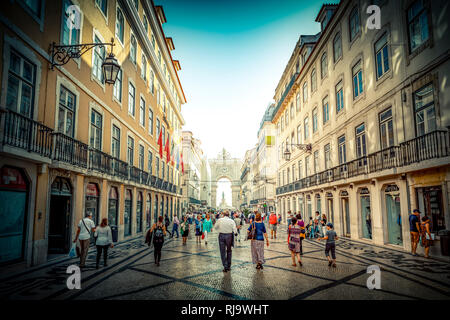 Europa, Portugal, Lisboa, Baixa, la Rua Augusta, Passanten, foto, Einkaufsstraße Banque D'Images