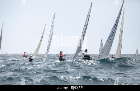 Spanien, Barcelone, Finn World Masters, Segelwettbewerb, El Balis, Club Nautique Banque D'Images