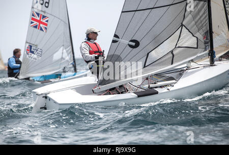 Spanien, Barcelone, Finn World Masters, Segelwettbewerb, El Balis, Club Nautique Banque D'Images