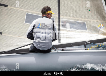 Spanien, Barcelone, Finn World Masters, Segelwettbewerb, El Balis, Club Nautique Banque D'Images