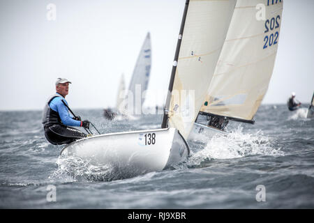 Spanien, Barcelone, Finn World Masters, Segelwettbewerb, El Balis, Club Nautique Banque D'Images