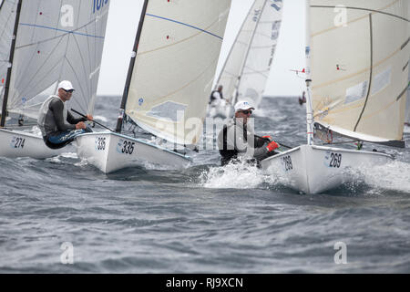 Spanien, Barcelone, Finn World Masters, Segelwettbewerb, El Balis, Club Nautique Banque D'Images