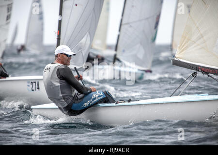 Spanien, Barcelone, Finn World Masters, Segelwettbewerb, El Balis, Club Nautique Banque D'Images