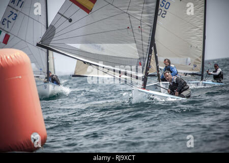 Spanien, Barcelone, Finn World Masters, Segelwettbewerb, El Balis, Club Nautique Banque D'Images