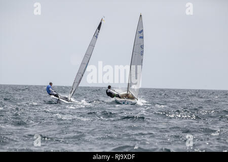 Spanien, Barcelone, Finn World Masters, Segelwettbewerb, El Balis, Club Nautique Banque D'Images