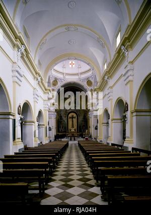 L'INTÉRIEUR DE LA IGLESIA HACIA LA CABECERA. Lieu : église paroissiale. CULLAR-BAZA. Grenade. L'ESPAGNE. Banque D'Images