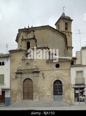 FACHADA DE LA IGLESIA DE SAN ANTON CONSTRUIDA EN 1753 - BARROCO ESPAÑOL. Lieu : EGLISE DE SAN ANTON. ALCALA LA REAL. JAEN. L'ESPAGNE. Banque D'Images