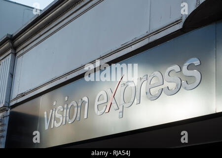 Opticiens Vision Express inscription logo. United Kingdom Banque D'Images