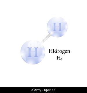 Molécule d'Hidrogen. L'élément chimique du Tableau périodique Illustration de Vecteur