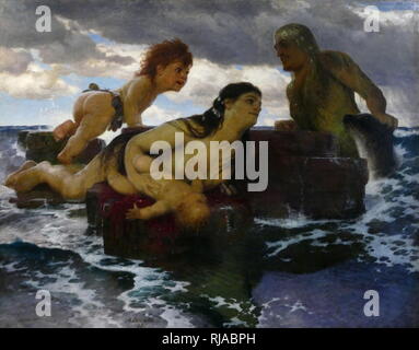 Idylle mer ; 1887, peint par Arnold Bocklin (1827 - 1901), peintre symboliste suisse. Banque D'Images