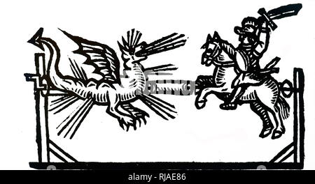 17ème siècle Illustration d'un artifice montrant St George et le Dragon. 1658 Banque D'Images