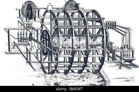 Une gravure représentant les canalisations à old London Bridge, alimenté par l'actuel, construit par Pierre Morice en 1582, reconstruite par George Sorocold vers 1702 et finalement démoli en 1822. En date du 18e siècle Banque D'Images