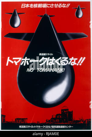 Pas de missiles Tomahawk, anti-nucléaires japonais, version 1984, de l'affiche Banque D'Images