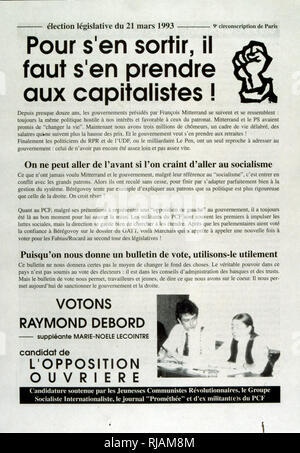 Parti communiste affiche électorale pour l'Assemblée nationale française 1993 Banque D'Images