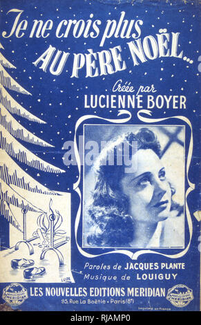 1950 songbook français pour couvrir les chansons chantées par Lucienne Boyer (1901 - 1983), une chanteuse française, mieux connu pour sa chanson "Parlez-moi d'amour Banque D'Images