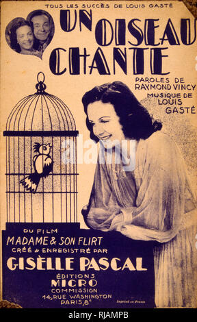 Songbook français d'une chanson à partir de 'Madame et son flirt' un film français de 1946, avec Gisèle Pascal (1921 - 2007), une actrice française et un ancien amant de Rainier III, Prince de Monaco Banque D'Images