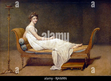 Portrait de Madame Récamier par Jacques-Louis David (1800), Louvre. Jeanne-Francoise Julie Adélaïde Récamier (1777 - 1849), connu sous le nom de Juliette, est un mondain, dont la beauté a attiré des Parisiens des cercles littéraires et politiques du début du 19ème siècle. Banque D'Images