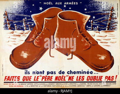 Pour les affiches de propagande de la région de Vichy Français appelant les citoyens à se sacrifier pour les soldats du front durant les fêtes de Noël 1941 Banque D'Images