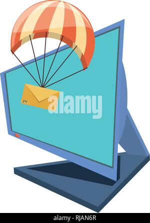Ordinateur de bureau avec app livraison conception d'illustration vectorielle Illustration de Vecteur