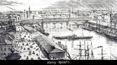 Une gravure représentant un aperçu de Glasgow de la Broomielaw, une artère principale. En date du 20e siècle Banque D'Images